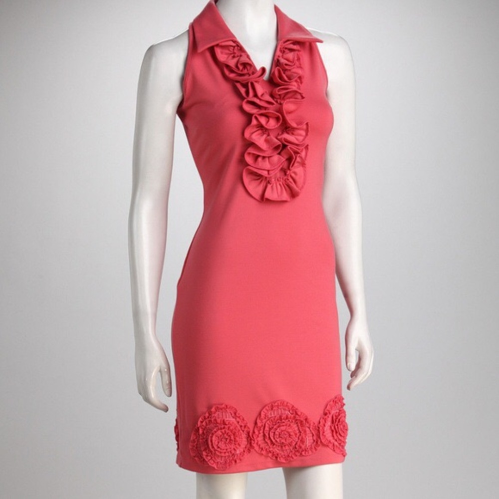 Samuel Dong sleeveless ruffled dress. Medium